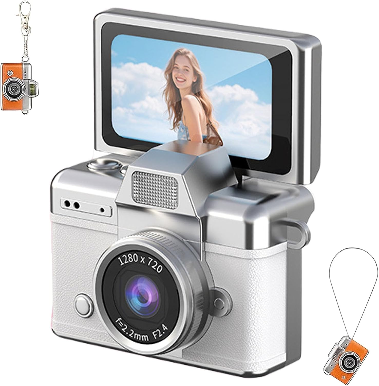 Mini Digital Camera 1080P , Retro Keychain Camera, Built-in Flash ...