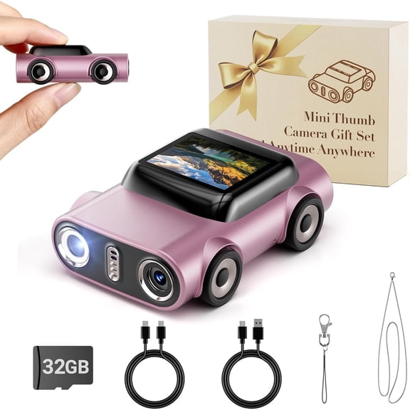 Mini Digital Camera:4K Digital Shape Camera with 32GB Card, 64MP Pocket Video Camera, 1" Display, 400mAh Portable Small Cameras with Elegant Box for Travel,,Gifts
