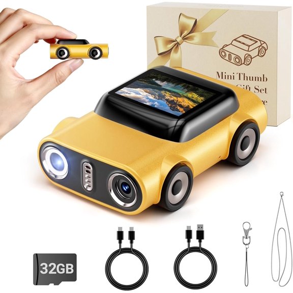 Mini Digital Camera:4K Digital Shape Camera with 32GB Card, 64MP Pocket Video Camera, 1" Display, 400mAh Portable Small Cameras with Elegant Box for Travel,,Gifts