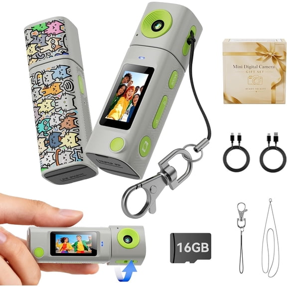 Mini Digital Camera: Digital with 16GB Card, Video Camera, 1" LCD Display, 400mAh Portable Small Cameras with Elegant Box