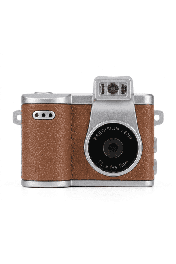 Mini Digital Camera Keychain, 1080p Video, 8MP Photos, Flash, Brown, 8GB Card Included