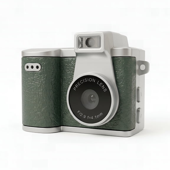 Mini Digital Camera Keychain, 1080p Video, 8MP Photos, Flash, Green, 8GB Card Included