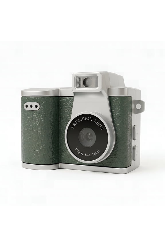 Mini Digital Camera Keychain, 1080p Video, 8MP Photos, Flash, Green, 8GB Card Included