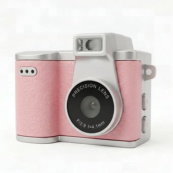 Mini Digital Camera Keychain, 1080p Video, 8MP Photos, Flash, Pink, 8GB Card Included