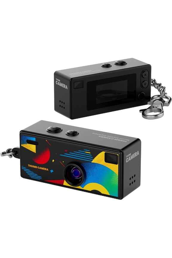 Mini Digital Camera ,Keychain Camera with  Wide Angle, 6GB Memory Card, Retro 90s Style Gift for Kids & Teens (32G-1pcs-black)