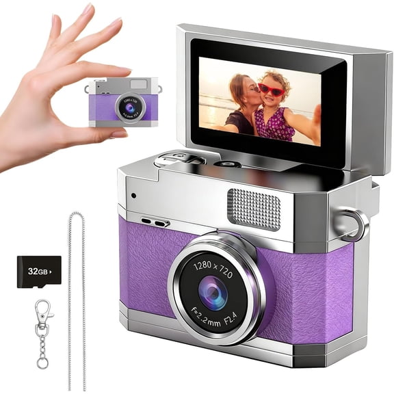 Mini Digital Camera ? - Mini Digital Camera with 0.96" Flip Screen & 32GB Card, Portable Wearable Camera for Bag, Soccer 2026? Match Recorder, Fan Souvenir Camera