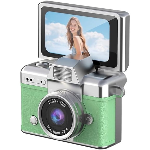 Mini Digital Camera,Mini Keychain Digital Camera with 180° Flip Selfie Screen - 1.47’’ HD Portable Camera 32GB SD Card for Vlog Pocket Travel Video Recorder