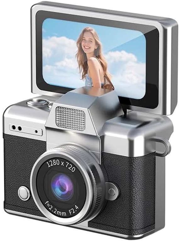Mini Digital Camera,Mini Keychain Digital Camera with 180° Flip Selfie Screen - 1.47’’ HD Portable Camera 32GB SD Card for Vlog Pocket Travel Video Recorder