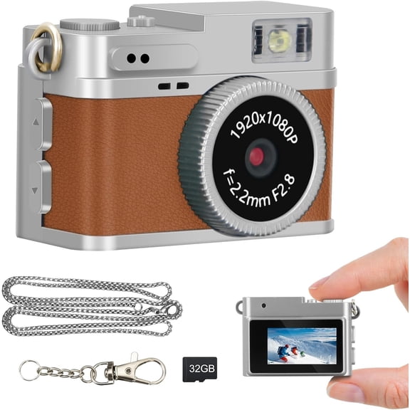 Mini Digital Camera for Students: 1080P FHD Recording with 0.96" IPS Screen, AVI Format-Ideal for Travel/Study/Concerts - Suitable for Photography Enthusiasts(Brown)