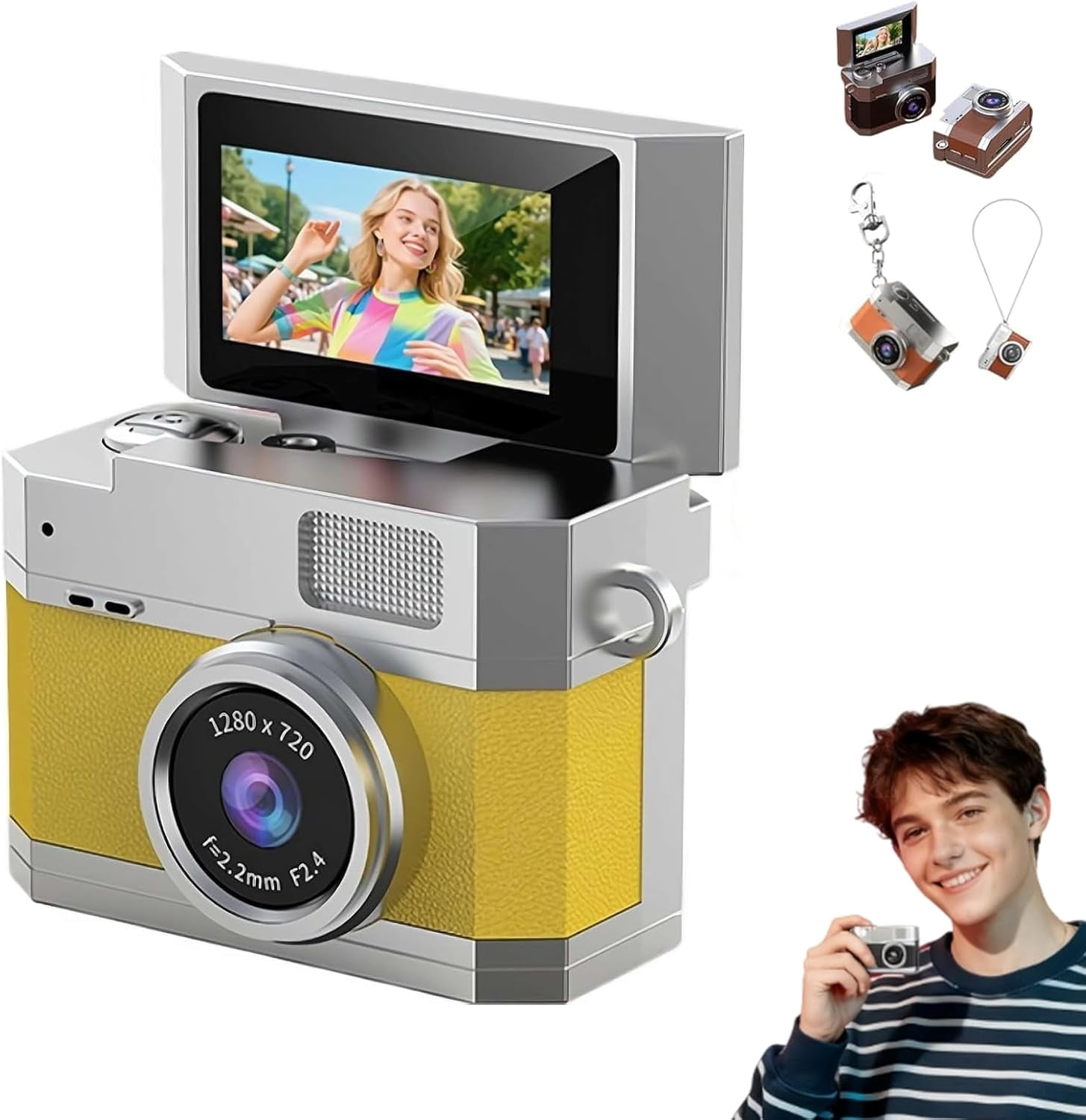 Mini Digital Camera,Thumb-Sized Flip Screen Mini Digital Camera,Retro ...