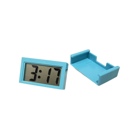 Mini Digital Clock, Battery Powered Self-Adhesive, 1 Piece, Sky Blue, Suitable for Car Dashboard Fridge