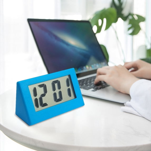 Mini Digital Clock Hygrometer Thermometer, ZzCityTK Cute Student Bedside Clock with Temperature Humidity Display, Portable LCD Desk Clock for Home Office Bathroom Room with Magnetic Back, Blue