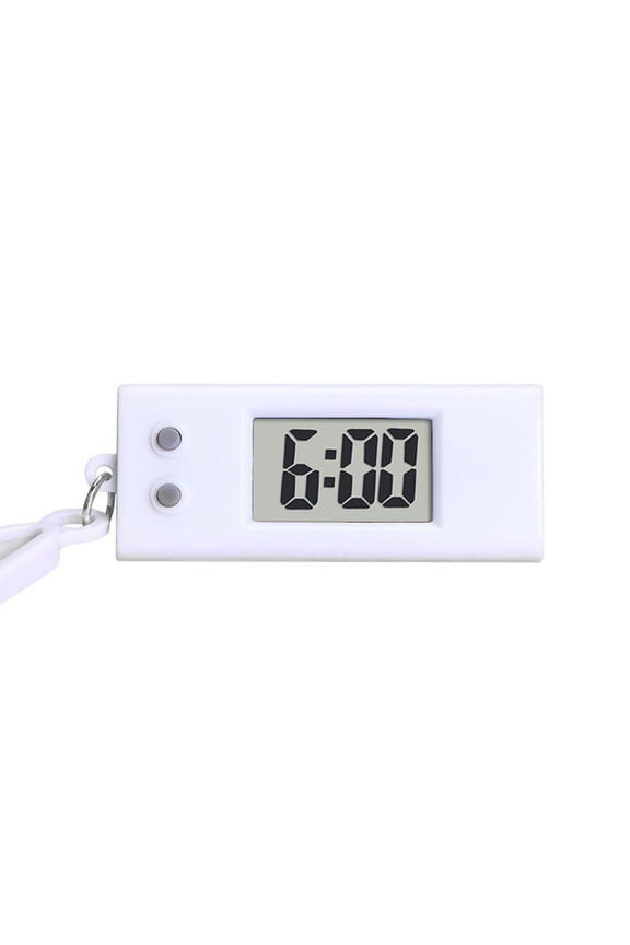 Mini Digital Clock, Keychain Display, 0.8 in Lcd Readout, Small Clock Digital, Silent Alert, Pocket Carry, Travel Events, White, 1 Pc