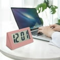 thumbnail image 1 of Mini Digital Clock LCD Display with Temperature Humidity Monitor - Battery Operated Small Desktop Wall Magnetic Clock for Home Office Bedroom - White Pink Blue Black (5.2×3.5×2cm), 1 of 8