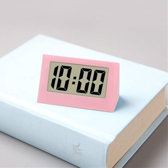 Mini Digital Desk Clock Portable Compact Tabletop Timepiece for Home Office Nightstand Decor Small Battery Operated Silent Bedside Travel Clock Pink