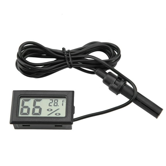 Mini Digital Hygrometer Thermometer Gauge with Probe Large Number LCD Display Temperature Fahrenheit Humidity Meter for Humidor Guitar Case Greenhouse