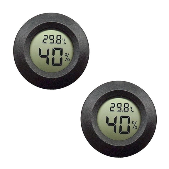 Mini Digital Thermometer Hygrometer, Round Embedded Temperature Humidity Monitor for Greenhouse, Humidor, Closet, Reptile Tank