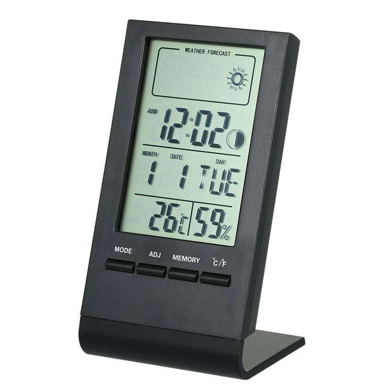 Room Thermometer Mini LCD Digital Indoor Thermometer Hygrometer Temperature  Humidity Meter Clock Desk