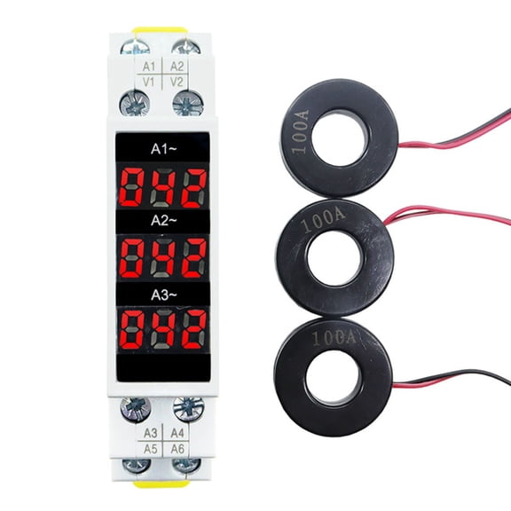 Mini Din Rail Digital Display Three-Phase Modular Current Meter Gauge Indicator