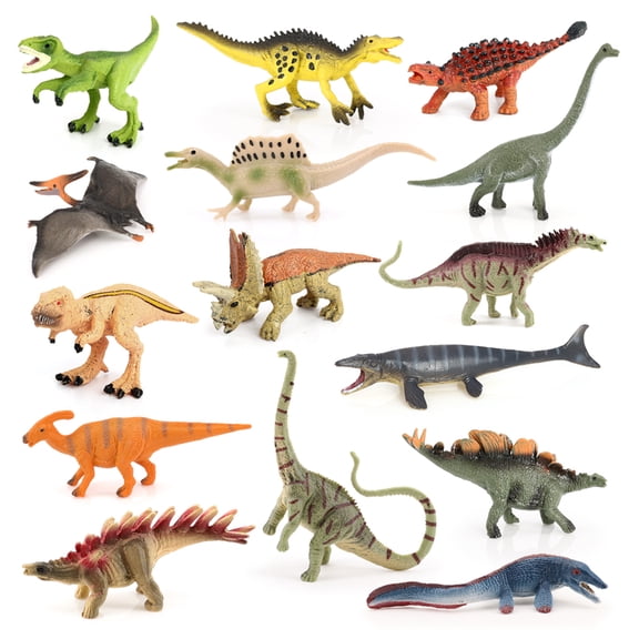 Mini Dinosaur Figures 15PCS Dinosaur Figurines Cake Topper Decoration Christmas Birthday Gift