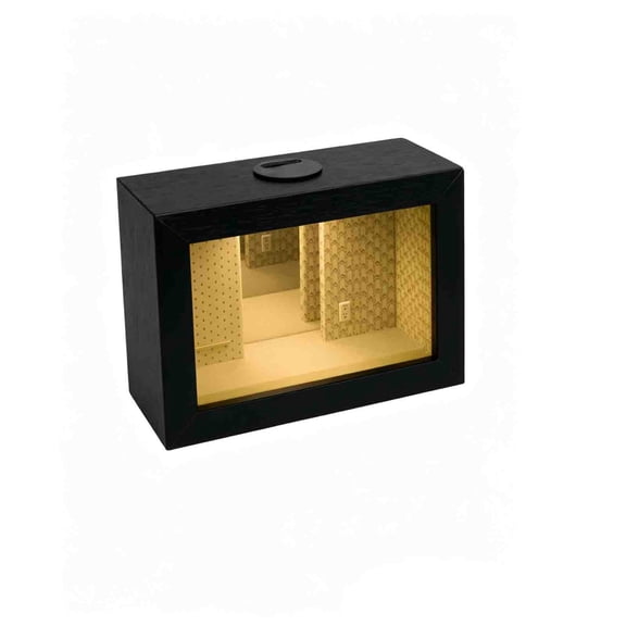 Mini Diorama Display Box With Warm LED Light, Black Plastic Desktop Figurine Showcase, Movie Peripheral Collectible Gift Case 6.9in