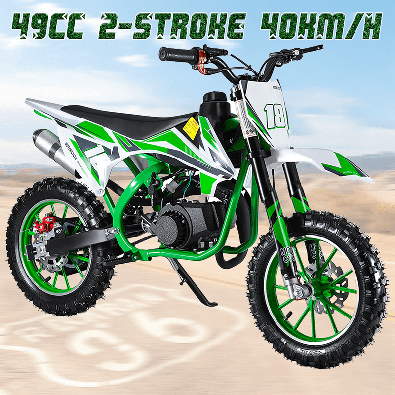 Mini Dirt Bike,49cc Gas Powered 2 Stroke Off Road Trail Bike for Kids and Adults, Kids Dirt Bike Gas Power Motocross,Off Road Mini Motorcycle,Pocket Motorbike with Front Rear Disc Brakes