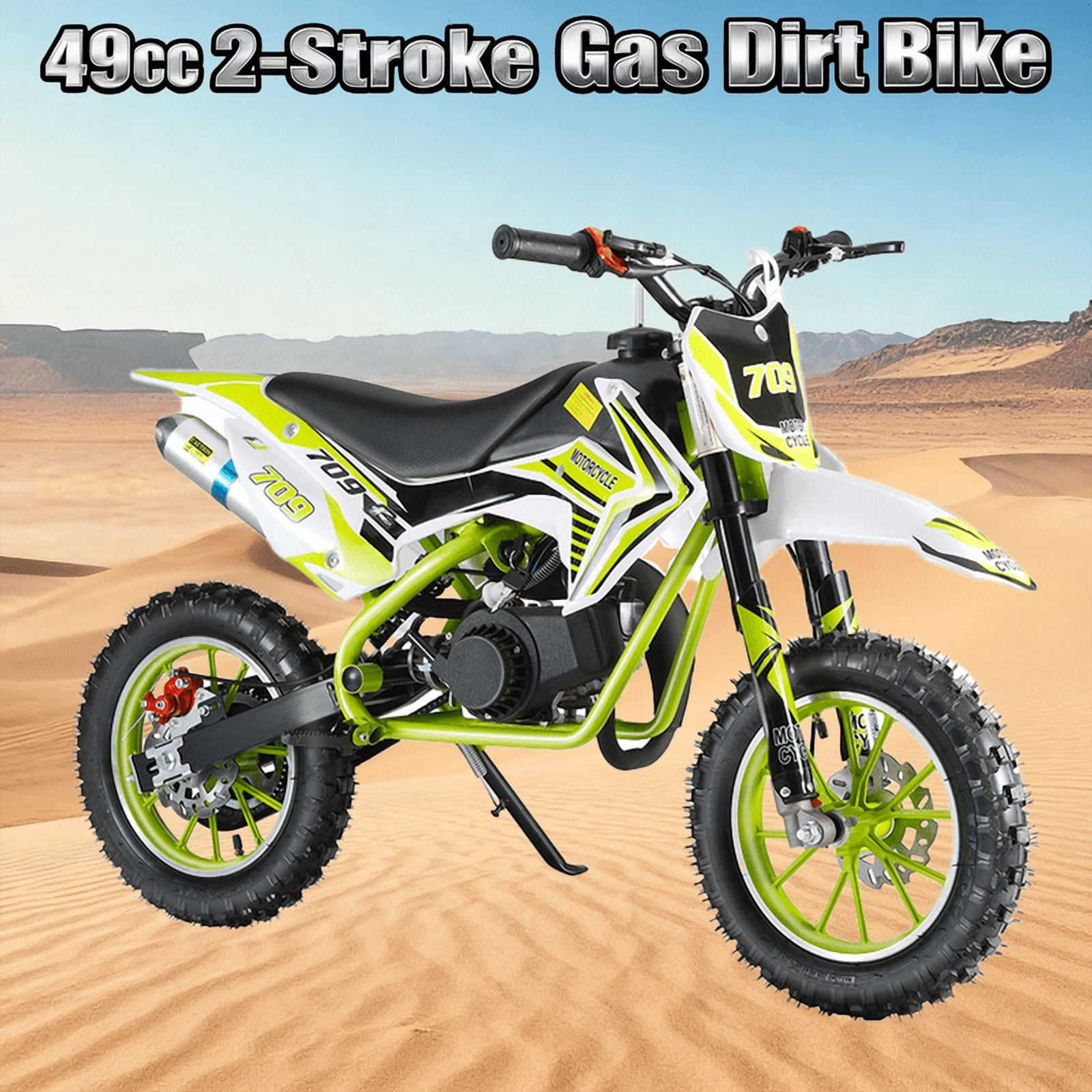 Mini Dirt Bike,49cc Gas Powered 2 Stroke Off Road Trail Bike for Kids and Adults, Kids Dirt Bike Gas Power Motocross,Off Road Mini Motorcycle,Pocket Motorbike with Front Rear Disc Brakes