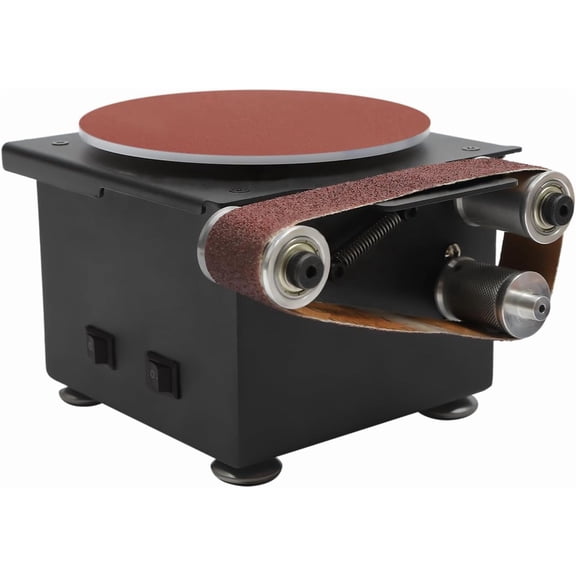 Mini Disc Sander 6-Inch Electric Mini Belt Sander Electric Belt-Sander Polishing-Grinding Sharpener 7-Speed Multifunctional Bench Belt Grinder Kit for Wood Crafts Metal Stone Grinding
