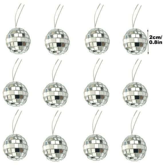 Mini Disco Ball,Hanging Disco Ball,Disco Ball Decorations, Assorted Size Mirror Disco Balls Reflective Hanging Mini Disco Balls Silver Ornaments(Silver 12PCS 0.8IN)