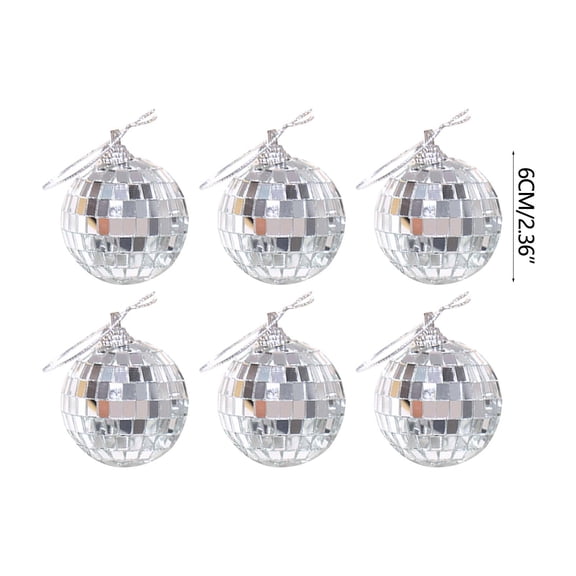 Mini Disco Ball,Hanging Disco Ball,Disco Ball Decorations, Assorted Size Mirror Disco Balls Reflective Hanging Mini Disco Balls Silver Ornaments(Silver 6PCS 2.4IN)
