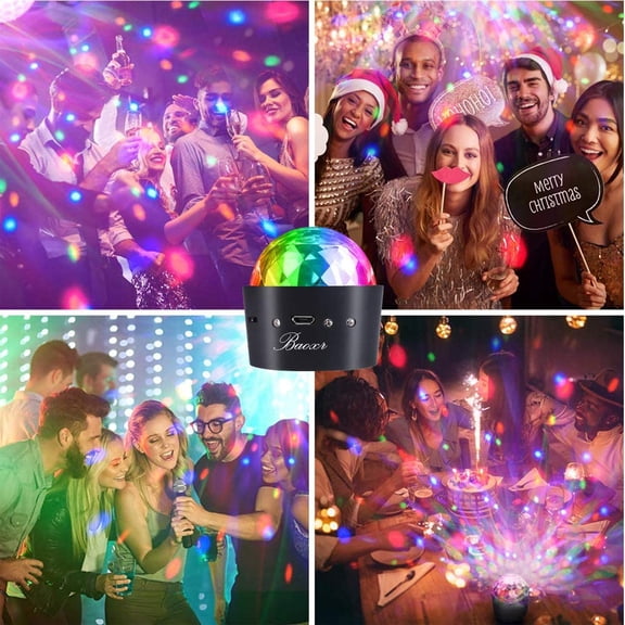 Mini Disco Lights, Magic Ball Lights, LED Stage Lights, Car Atmosphere DJ Lights at the Bottom with Powerful Magnets, Built-in Battery, Birthday Party Christmas car Interior Decoration Best Choice