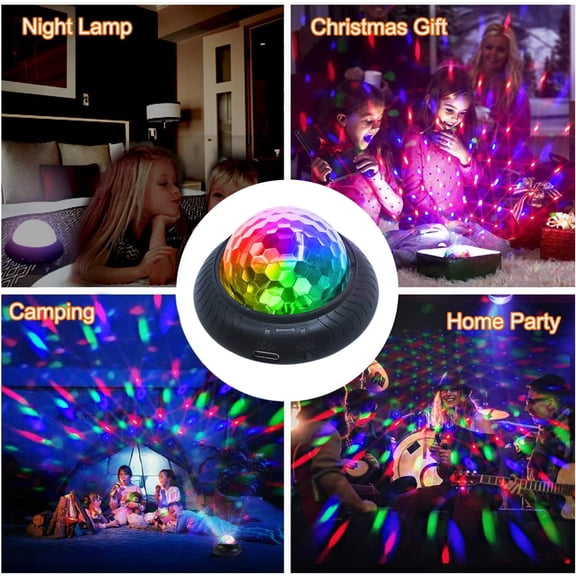 Mini Disco Party Light Night Light 2 in 1 Flashes with Music Sound Activated Multicolor Disco Ball Rechargeable Battery Operated Mini Disco Ball Suitable for Indoors/Outdoors