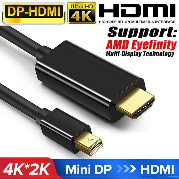 Mini DisplayPort to HDMI Cable, Gllai Mini DP to HDMI 6 Feet Cable (Thunderbolt Compatible) with MacBook Air/Pro, Surface Pro/Dock, Monitor, Projector - Black