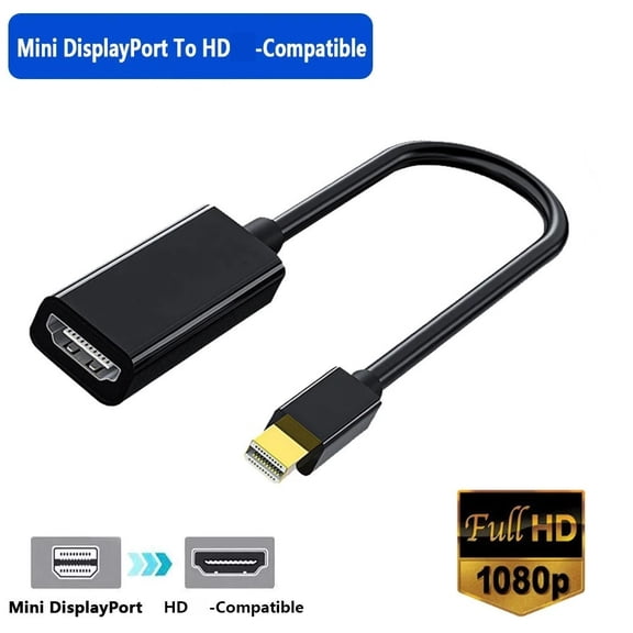Mini DisplayPort to HDTV-Compatible Adapter 1080P Mini DP Male to HD Female Converter Compatible For MacBook Air Pro