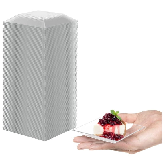 Mini Disposable Appetizer Plates - 1200 Pack 2.95 In. x 2.95 in. Plastic Dessert Plates - Design for Weddings, Birthdays, and Formal Parties - Stackable and Convenient - BPA