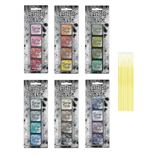 Mini Distress Oxide Pad Bundle - Ranger Tim Holtz Mini Distress Oxide Pad Sets #1, #2, #3, #4, #5, #6 with Trebbies Detail Sticks