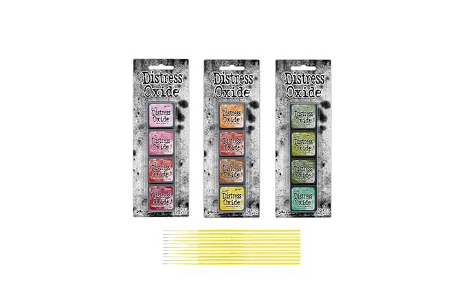 Mini Distress Oxide Pad Bundle - Ranger Tim Holtz Mini Distress Oxide Pad Sets #1, #2, #3 with Trebbies Detail Sticks