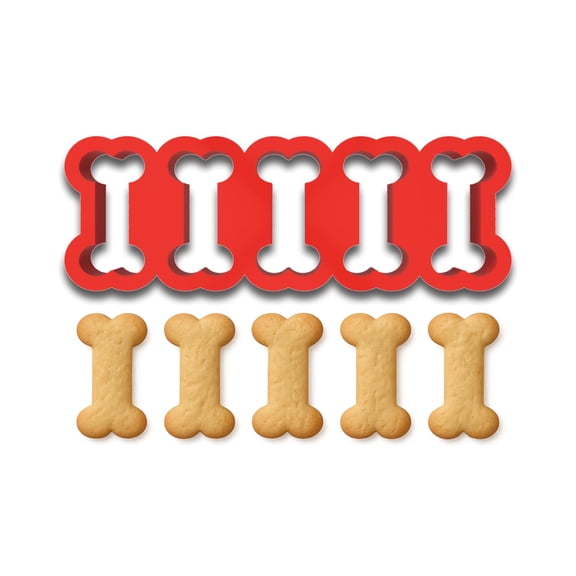 Mini Dog Bone Cookie Cutter Strip – 5 Bones (1" Each) – Perfect for Pet Treats & Baking