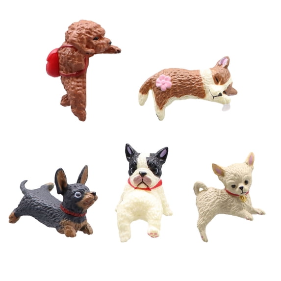 Mini Dog Desk Figurines – Set of 5 Cute Resin Dog Car Dashboard Decoration, Mini Dogs Ornament for Computer Monitor Home Desk Office