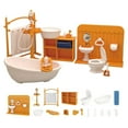thumbnail image 1 of Mini Doll House Bathroom Furniture Set - White & Wood Color Basin, Faucet, and Accessories for Dollhouses, 1 of 8