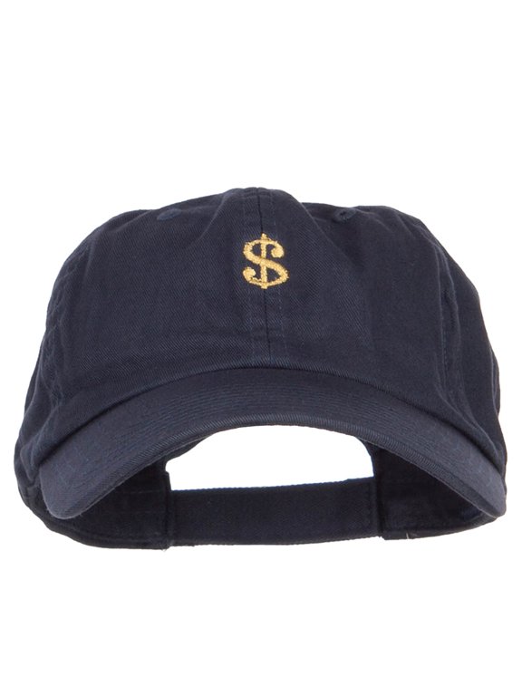Mini Dollar Sign Embroidered Low Cap - Navy OSFM