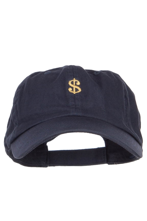 Mini Dollar Sign Embroidered Low Cap - Navy OSFM