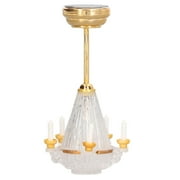 Mini Dollhouse Chandelier, 1/12 Scale Vivid LED Miniature Chandelier Small Exquisite Dollhouse Ceiling Light Mini Lamp with 5 LED Candle for Dollhouse