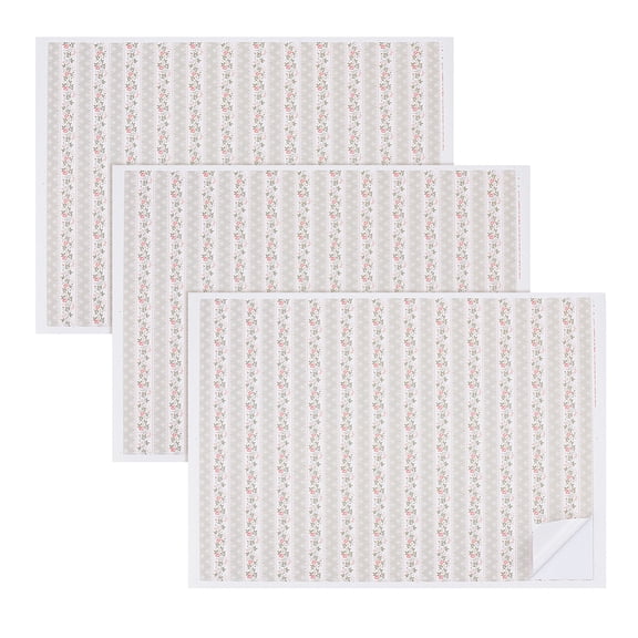 Mini Dollhouse Living Room Bedroom Wallpaper Dollhouse Decorative Sticker Sheet Flower Pattern Flamingo 480x360x0.2mm DIY