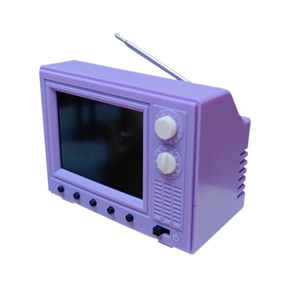 Mini Dollhouse TV Tiny Playable Television Simulation ABS Material with LED Display for 1/12 Scale Collectors Scenes