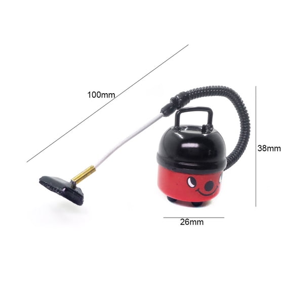 Mini Dollhouse Vacuum Cleaner - 1:12 Scale Realistic Wood & Plastic Accessory for Doll House Décor, 4.3 x 1.5 x 1in