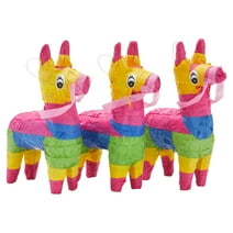 Mini Donkey Pinata - 3 Pack Small Mexican Pinatas for Cinco de Mayo, Mexican Fiestas, Birthday Parties (4 x 7.5 x 2 In)
