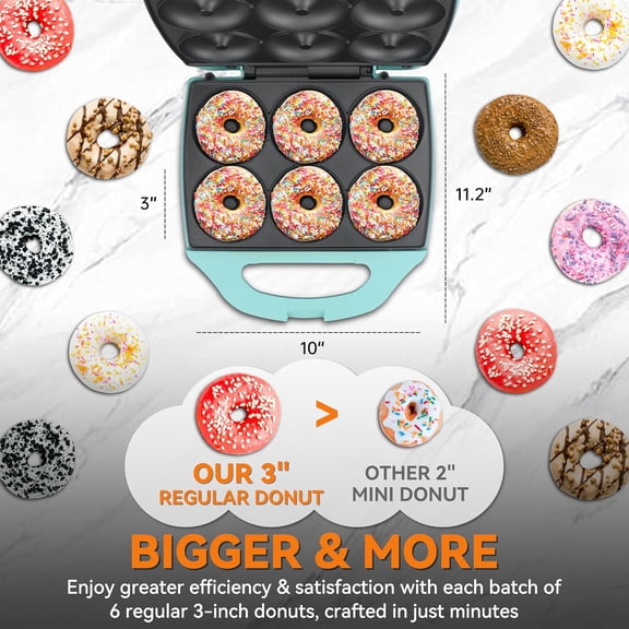 Mini Donut Maker Machine for Home, 6 x 3'' Mini Doughnut Maker Machine, Donut Maker for Kids, Maquina Para Hacer Donas, Donut Baking Pan, Donut Party,