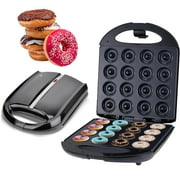 Mini Donut Maker ، Mini Pancakes Maker Machine for Breakfas ، Snacks ، Desserts & More مع سطح غير لاصق ، تدفئة على الوجهين تصنع 16 دونات