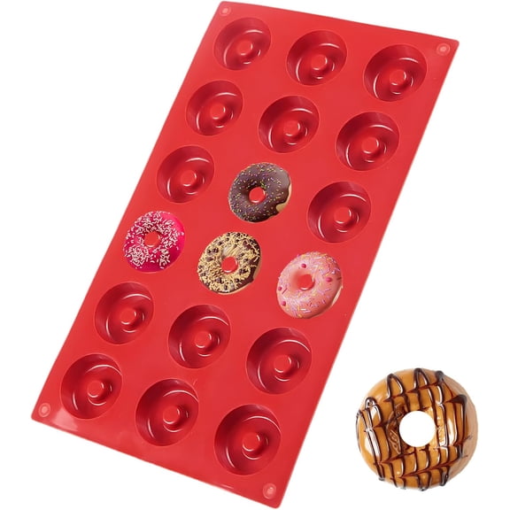 Mini Donut Mold, 18 Cavity Mini Donut Silicone Mold, Heat Resistant Silicone Donut Molds for Baking, Silicone Donut Pan for Baking Muffin Cakes Tart Bread